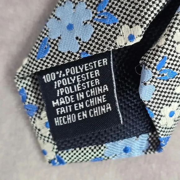 Nautica Blue Gray White Floral 100% Polyester Executive Men's Neck Tie - Picture 5 of 6
